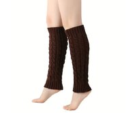 Kotníkové návleky na nohy copánkový vzor - tmavě hnědé - vel. UNI Hnědá, UNI