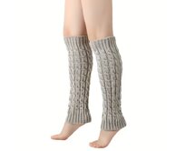 Kotníkové návleky na nohy copánkový vzor - světle šedé - vel. UNI Šedá, UNI