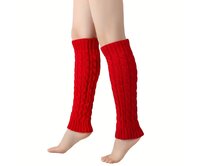 Kotníkové návleky na nohy copánkový vzor - tmavě červené - vel. UNI Červená, UNI