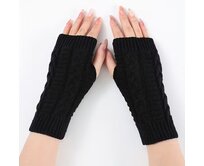 Pletené návleky na ruce - pletené rukavice dámské RU0011 - černé - vel. UNI Černá, UNI