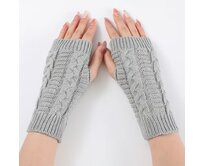 Pletené návleky na ruce - pletené rukavice dámské RU0011 - světle šedé - vel. UNI Šedá, UNI