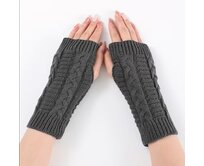 Pletené návleky na ruce - pletené rukavice dámské RU0011 - tmavě šedé - vel. UNI Šedá, UNI