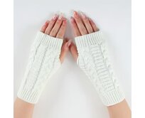 Pletené návleky na ruce - pletené rukavice dámské RU0011 - bílé - vel. UNI Bílá, UNI