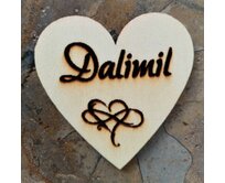 SRDCE DALIMIL Magnetka - dřevěné gravírované srdce se jménem.