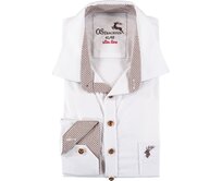 Orbis textil Orbis košile bílá s hnědým detailem 3418/01 dlouhý rukáv Varianta: 43/44 Bílá, Hnědá, 100% bavlna
