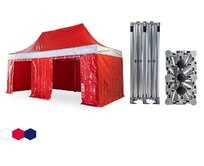 Nůžkový párty stan 3x6 m TENTino BH EXTREME PVC Barva: 7A - ČERVENÁ / RED (VOLÁNY BLÉ) 7A - ČERVENÁ / RED (VOLÁNY BLÉ)