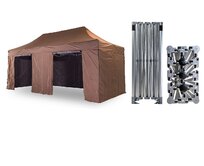 Nůžkový párty stan 3x6 m /4 nohy TENTino BIG HEXAGON Barva opláštění: 10A - HNĚDÁ
