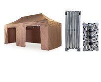 Nůžkový párty stan 3x6 m /4 nohy TENTino BIG HEXAGON Barva opláštění: 10B - SVĚTLE HNĚDÁ