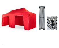 Nůžkový párty stan 4x6 m /4 nohy TENTino BIG HEXAGON Barva opláštění: 7A - ČERVENÁ