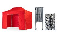 Nůžkový párty stan 2x4 m TENTino BIG HEXAGON EXTREME Barva opláštění: 7A - ČERVENÁ