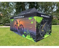 TENTino SET - Nůžkový párty stan 3x6 m /6 s jednostranným potiskem Typ konstrukce: BIG HEXAGON, Potisk: střecha + 3x bočnice, Gramáž polyesteru: 230 g/m2