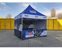 TENTino SET - Nůžkový párty stan 3x3 m EXTRA HIGH ROOF s jednostranným potiskem Typ konstrukce: BIG HEXAGON S VYŠŠÍ ŠPICÍ, Potisk: střecha + 3x bočnice, Gramáž polyesteru: 230 g/m2
