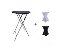 AKCE! Bistro stolek koktejlový 60 cm černý s ubrusem ZDARMA Barva ubrusu: BÍLÁ / WHITE