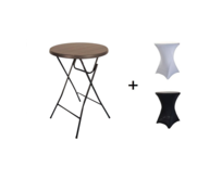AKCE! Bistro stolek koktejlový průměr 80 cm - IMITACE DŘEVA BSTL80D Barva ubrusu: ČERNÁ / BLACK