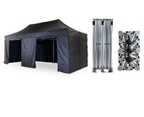 Nůžkový párty stan 4x8 m TENTino BIG HEXAGON EXTREME EXTRA HIGH ROOF Barva opláštění: 11A - ČERNÁ