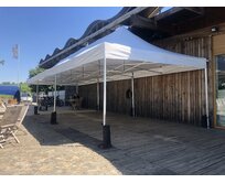 Nůžkový párty stan 4x12 m TENTino BIG HEXAGON EXTREME Barva opláštění: 3A - BÉŽOVÁ