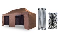 Nůžkový párty stan 4x8 m TENTino BIG HEXAGON EXTREME Barva opláštění: 10A - HNĚDÁ