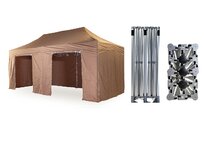 Nůžkový párty stan 4x8 m TENTino BIG HEXAGON Barva opláštění: 10B - SVĚTLE HNĚDÁ