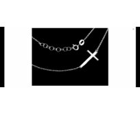Sada Italský náramek celebrit s křížkem a řetízkový náhrdelník celebrity Cross ve stříbře 925