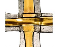 WAGA - Skleněný kříž na stěnu zlatý vrstvený 