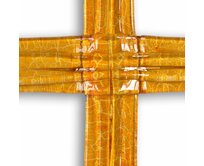 WAGA - Skleněný kříž na stěnu jantarový vrstvený