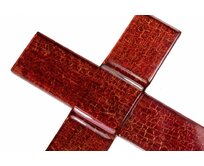 WAGA - Skleněný kříž na stěnu rubínový