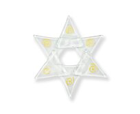 WAGA - Vánoční skleněná ozdoba hvězda bílá 02 - zlaté spirálky
