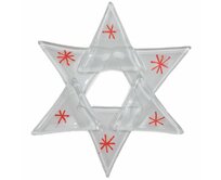 WAGA - Vánoční skleněná ozdoba hvězda bílá 01 - červené hvězdičky