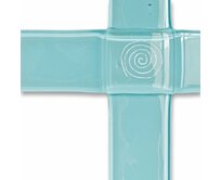 WAGA - Skleněný kříž na křtiny pastelový modrý - se spirálou