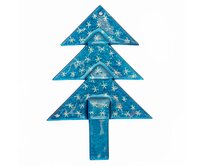 WAGA - Vánoční skleněná ozdoba stromek modrý - hvězdičky