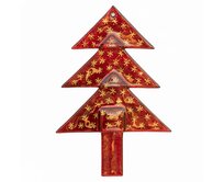 WAGA - Vánoční skleněná ozdoba stromek červený - hvězdičky