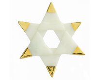 WAGA - Vánoční skleněná hvězda bílá - zlaté hroty