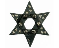 WAGA -Vánoční skleněná hvězda černá - stříbrná perokresba