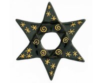 WAGA - Vánoční skleněná hvězda černá - zlatá perokresba