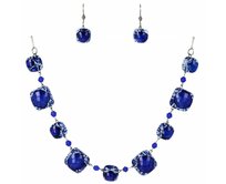 WAGA - Souprava skleněných šperků tmavě modrá s náhrdelníkem 01