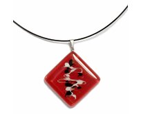 Skleněný náhrdelník WAGA červená, M