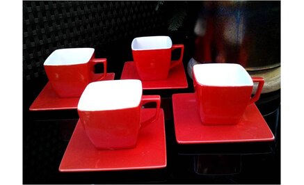 Sada 4ks šálek+podšálek "RED" 150ml