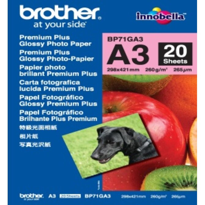 Brother fotopapír A3, premium glossy, 20 ks, 260g