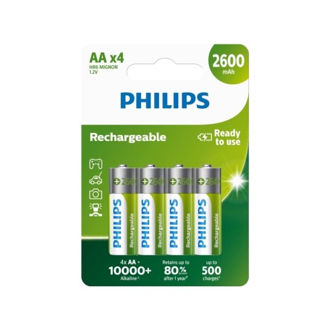 Philips baterie AA 2600mAh MultiLife, NiMh - 4ks