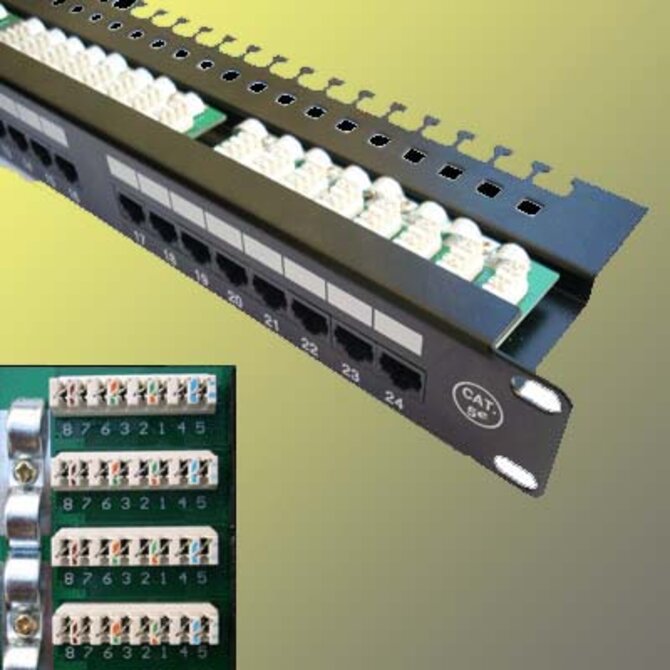 Opticord UTP Patch panel 24 port Cat.5E Black L type