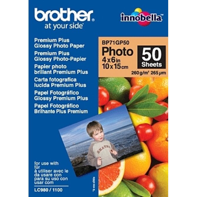 Brother fotopapír BP71GP50, 50 listů, 10x15cm Premium Glossy, 260g