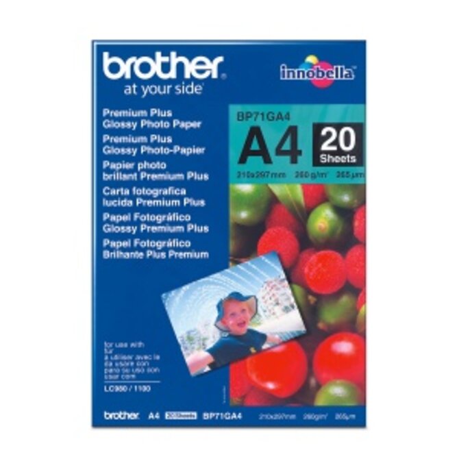 Brother fotopapír BP71GA4, 20 listů, A4, Premium Glossy, 260g