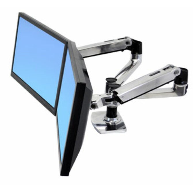 ERGOTRONLX SIDE BY SIDE DUAL ARM, Polished Aluminum, stojan stolní pro 2LCD max 24"