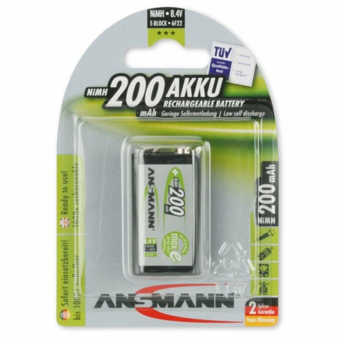 Ansmann akumulátor 9V NiMH 200 mAh (1 ks) maxE