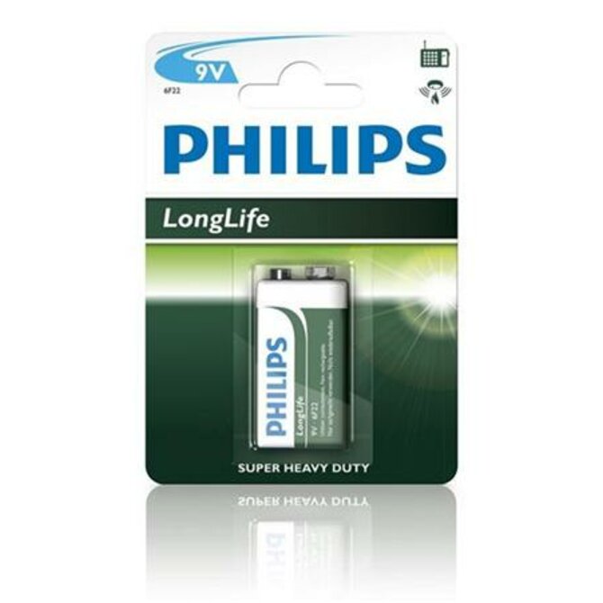 Philips baterie 9V LongLife zinkochloridová - 1ks, blister