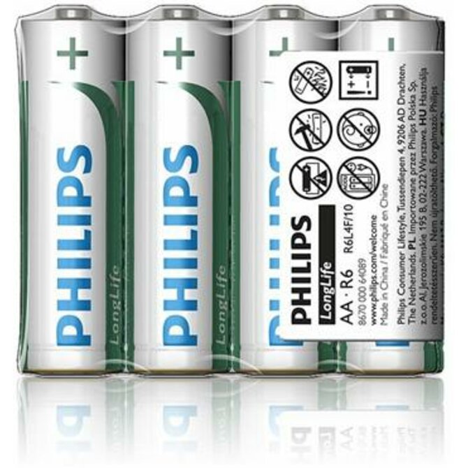 Philips baterie AA LongLife zinkochloridová - 4ks