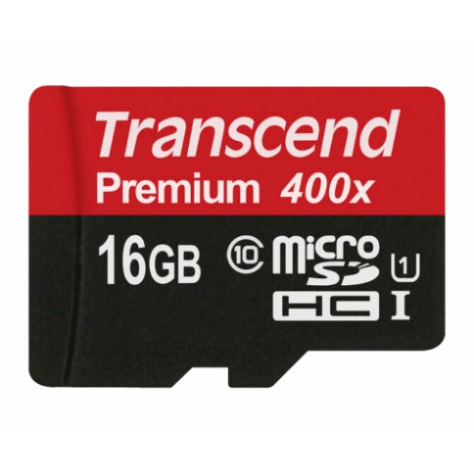 Transcend 16GB microSDHC UHS-I 400x Premium (Class 10) paměťová karta (bez adaptéru)