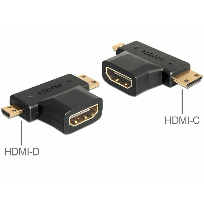 Delock adaptér HDMI-A samice > HDMI-C + HDMI-D samec