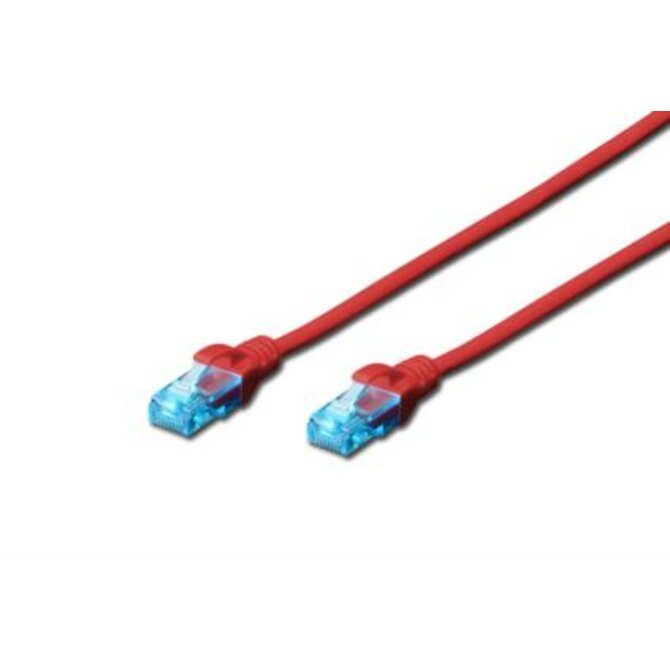 Digitus Patch Cable, UTP, CAT 5e, AWG 26/7, červený 0,5m, 1ks