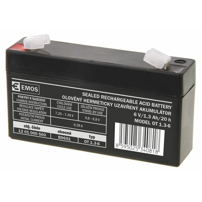 Emos baterie SLA 6V / 1.3 Ah, Faston 4.8 (187)